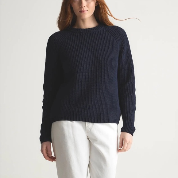 Quince Sweaters - 100% cotton navy fisherman crewneck sweater